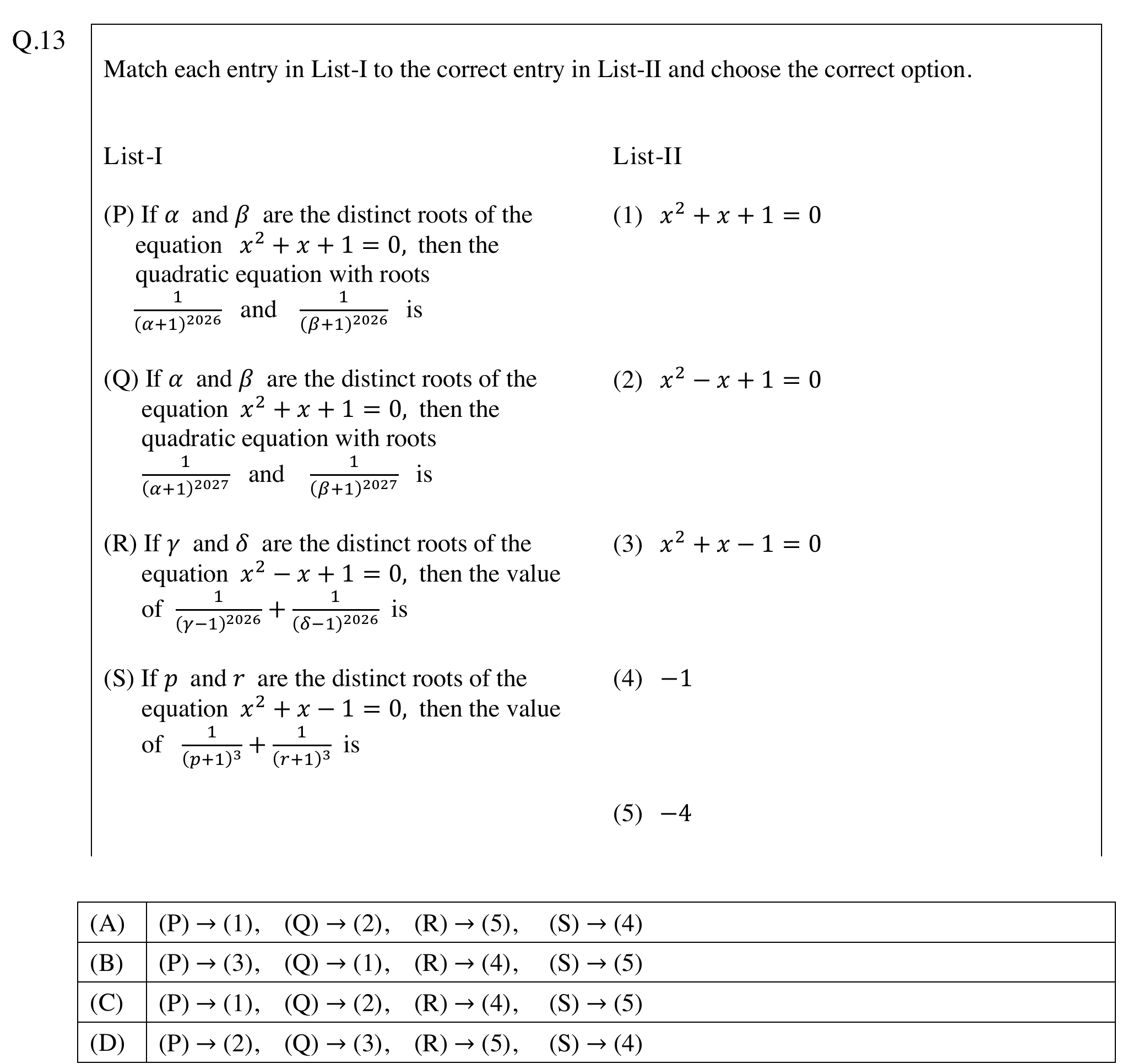 Answer-key-free JEE Advanced 2026 Mathematics Paper 1 Question 13 used as the opening Golpo image