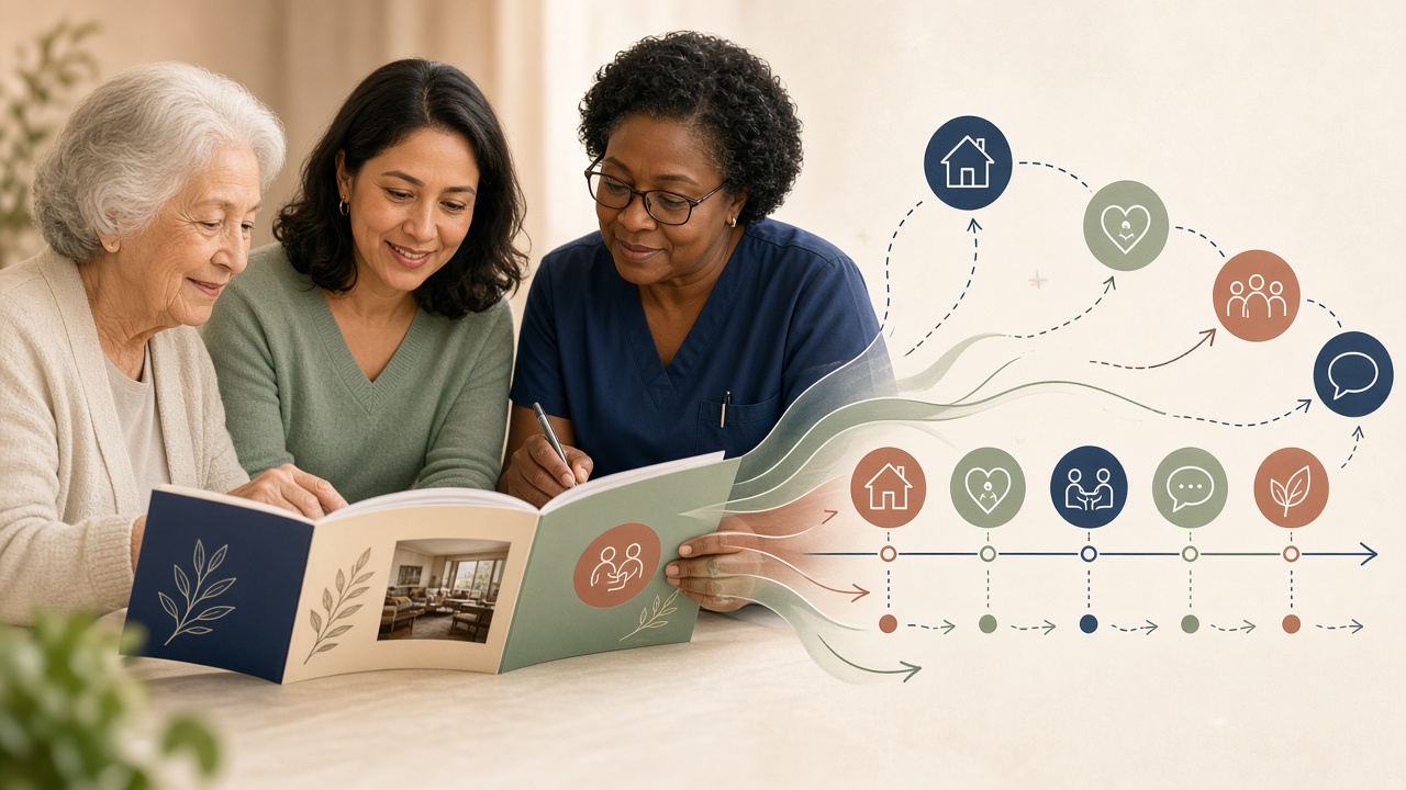 A senior-living move-in guide turning into a family timeline and communication map