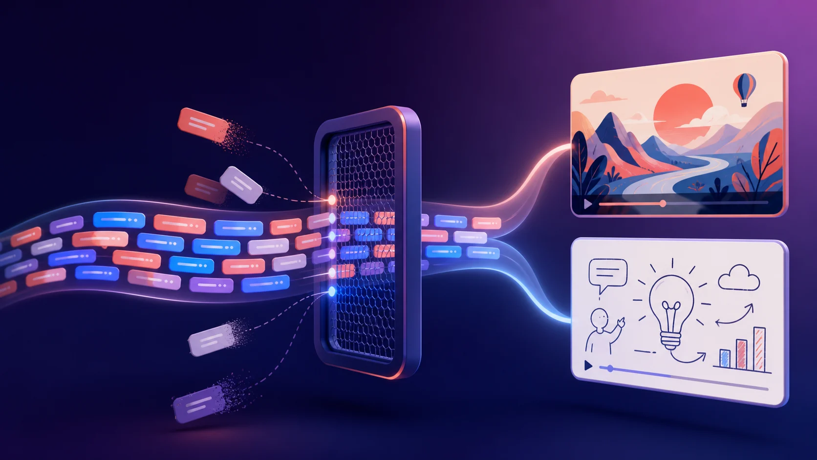 Script tokens passing through a filter before becoming Golpo Canvas and Golpo Sketch videos
